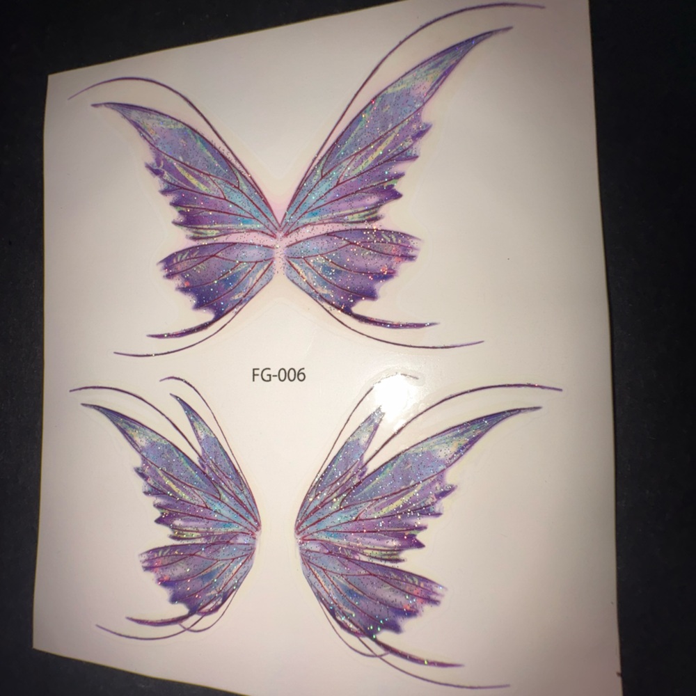 NWT Purple and Blue Glitter Tattoo Butterflies